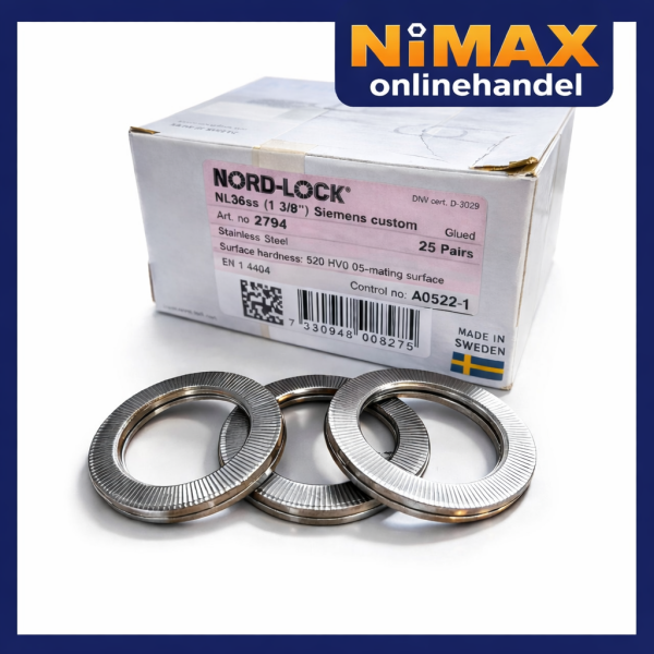 Nord-Lock NL36ss Keilsicherungsscheiben Edelstahl 1 3/8" – 25 Paare / 50 Stück