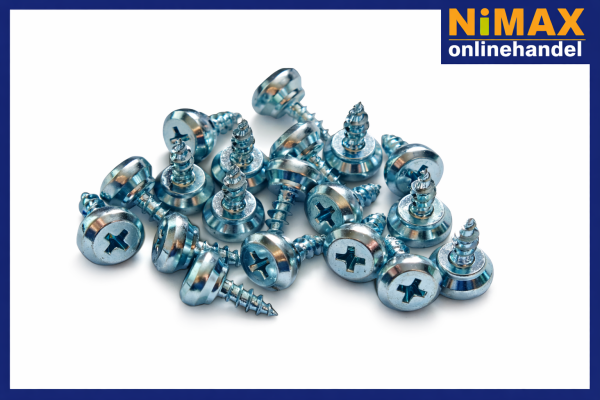 Nippelschrauben  4,0 x 10,5 mm verzinkt  – Kreuzschlitz – Industriequalität 4,0 x 10,5 mm verzinkt mit Scheibe – Kreuzschlitz – Industriequalität 4,0 x 10,5 mm verzinkt  – Kreuzschlitz – Industriequalität